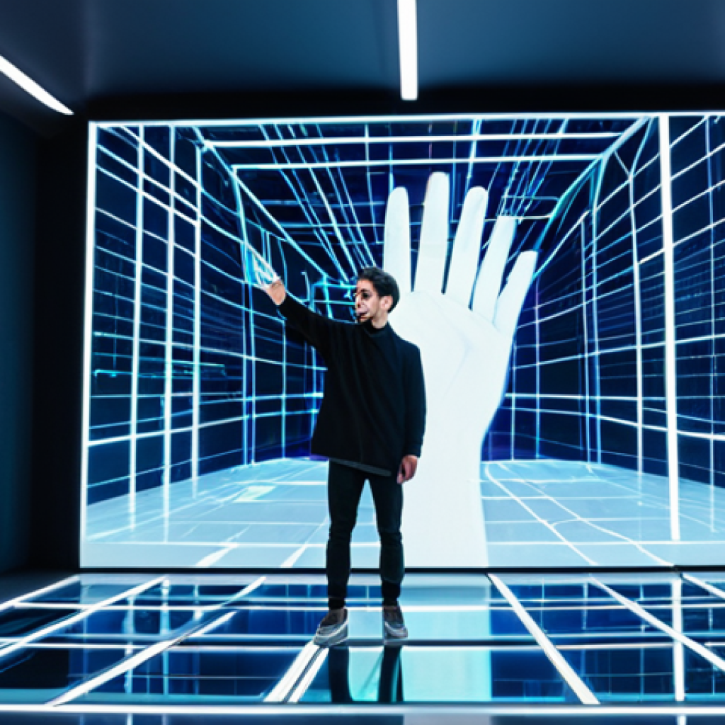 **Digital Creator & NFT Focus:**
    A contemporary digital artist, fully clothed in a modest, stylish professional outfit, is intensely focused on a large, sleek holographic screen in a futuristic, well-lit studio. The screen displays abstract, flowing digital art infused with subtle blockchain network patterns. The artist's pose is natural, with well-formed hands gesturing near the interface, conveying innovation and creativity. The overall scene emphasizes high-tech artistry and the concept of digital ownership. Safe for work, appropriate content, perfect anatomy, correct proportions, natural body proportions, professional photography, high quality, family-friendly.